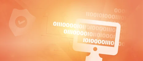 Icon Computermonitor vor orangem Hintergrund